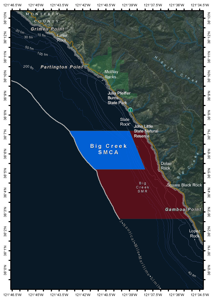 Map of Big Creek State Marine Conservation Area - click to enlarge in new tab